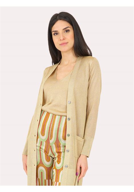 Cardigan lungo oro lurex IS COMING | Maglie | 2204-666405